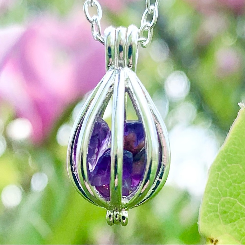 Amethyst Caged Necklace